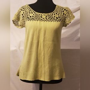 Yellow crocheted knit top